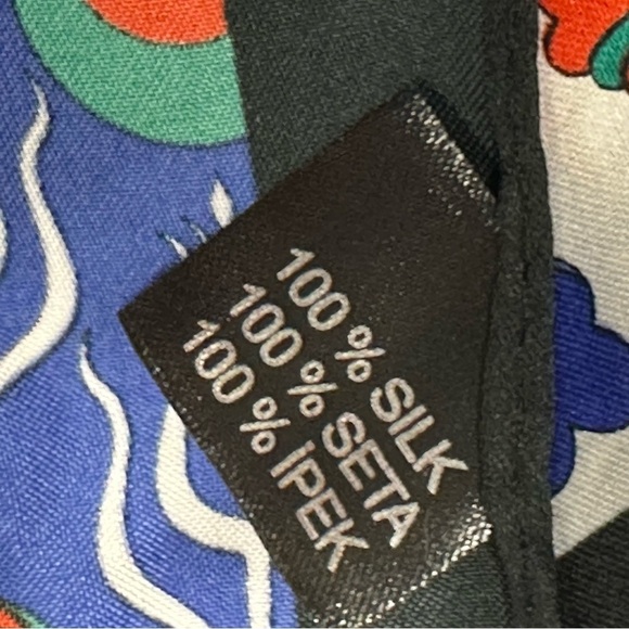 Vintage Oblong Scarf Shawl 100% Silk 28"x67" Floral‎ Black Trim Fringe Turkey - Picture 3 of 8